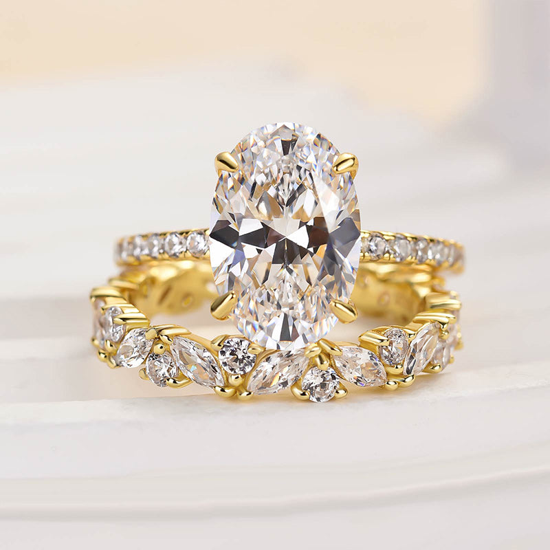 Ahabobo Unique Oval Cut Wedding Ring Set