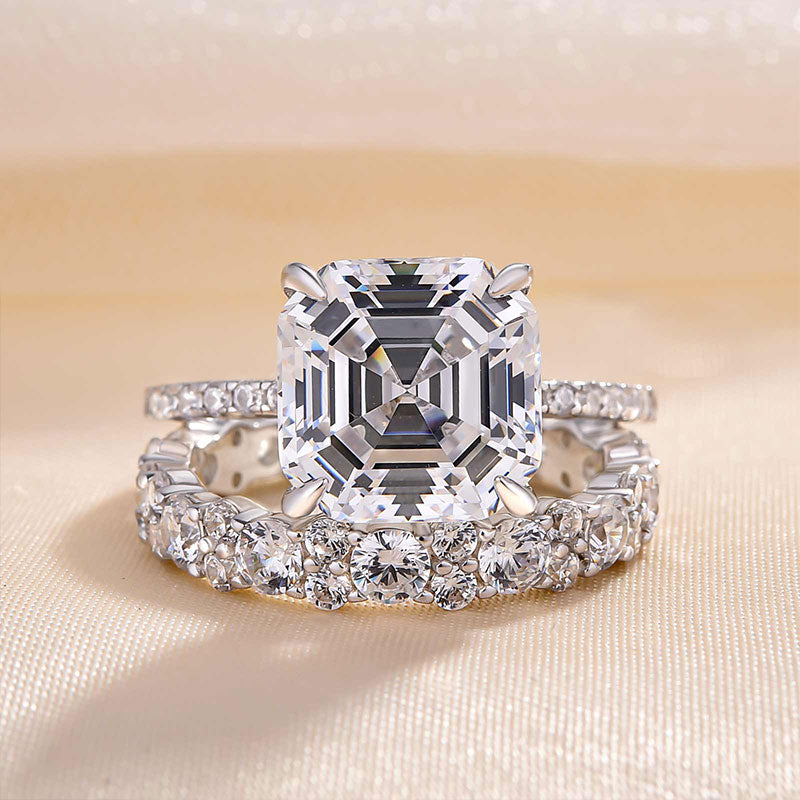 Stunning Asscher Cut Wedding Set For Women In Sterling Silver