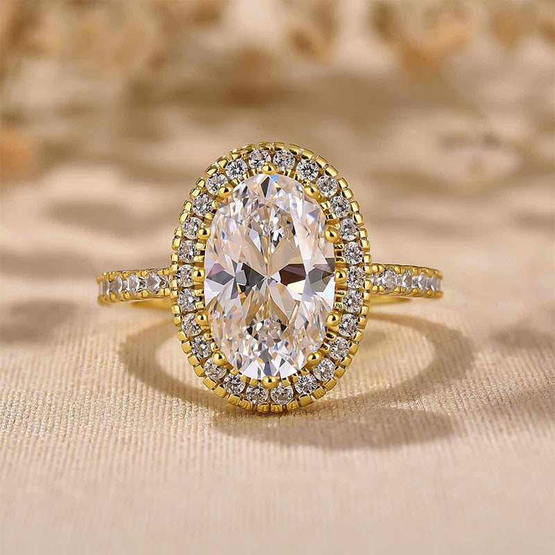 Ahabobo Excellent Halo Oval Cut Engagement Ring