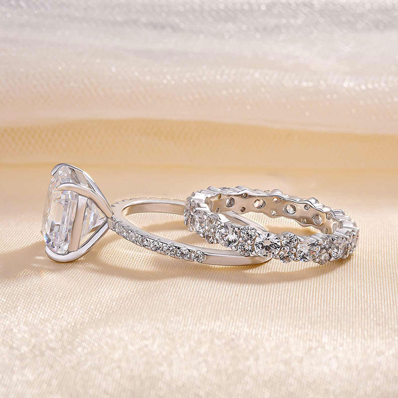 Stunning Asscher Cut Wedding Set For Women In Sterling Silver
