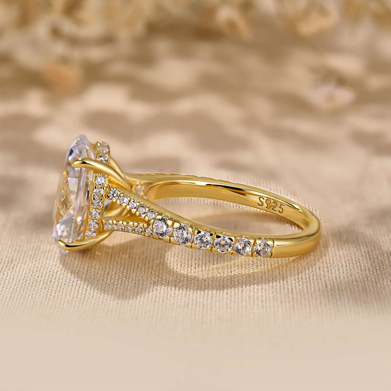 Maxine Classic Oval Cut Split Shank Engagement Ring For Women In Sterling Silver