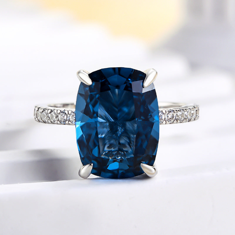 Montana Blue Yoga Sapphire Cushion Cut Exclusive Engagement Ring