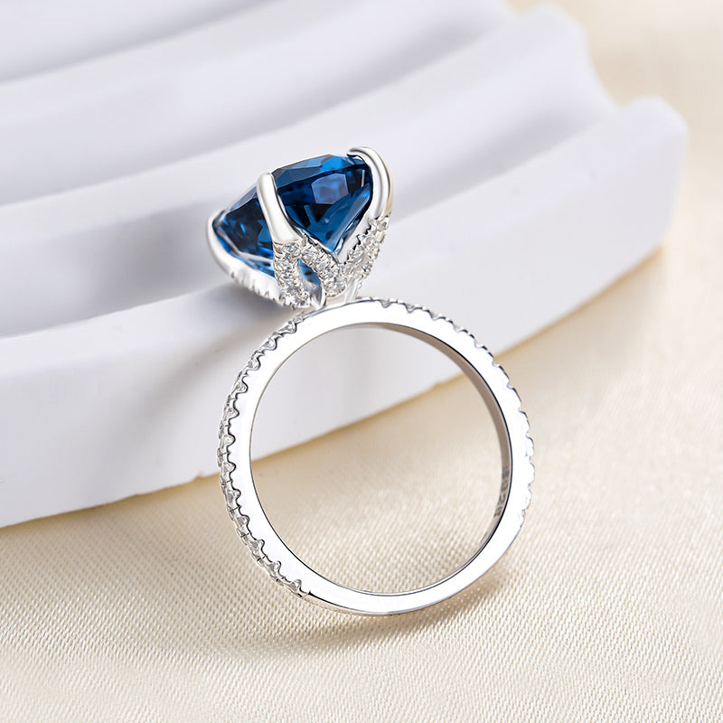 Montana Blue Yoga Sapphire Cushion Cut Exclusive Engagement Ring