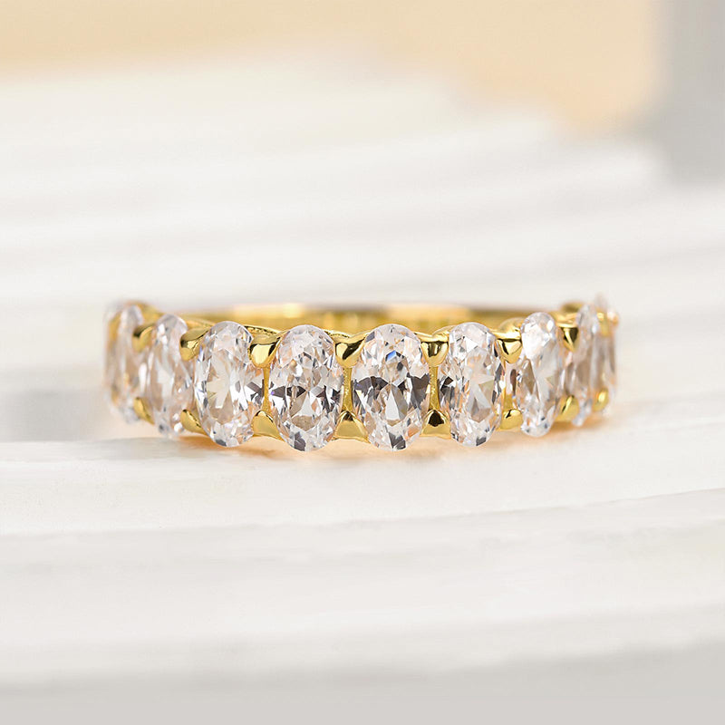 Maxine Half Oval Cut Sona Simulated Diamond Wedding Band