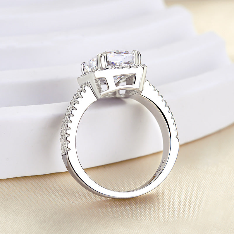 Sparkle Split Shank Halo Radiant Cut Engagement Ring