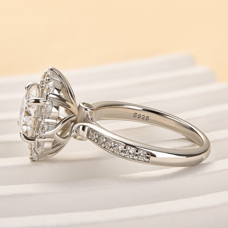 Ahabobo Moissanite 2.0 Ct Round Cut White Gold Engagement Ring For Women