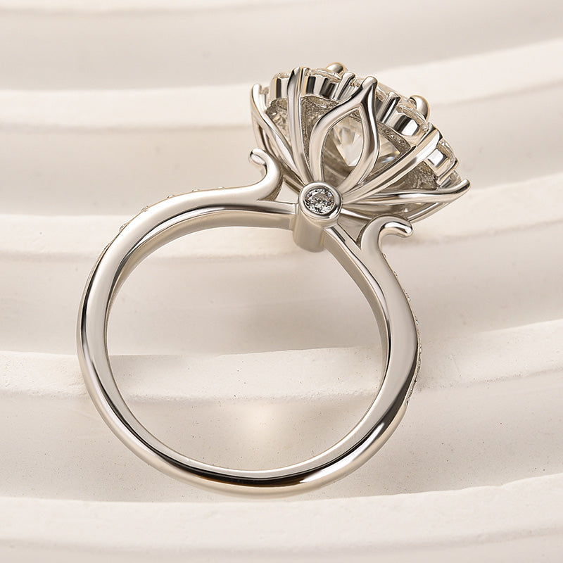 Ahabobo Moissanite 2.0 Ct Round Cut White Gold Engagement Ring For Women