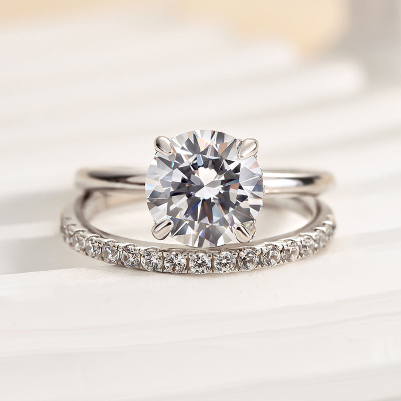 Classic Round Cut Simulated Diamonds Bridal Ring Set