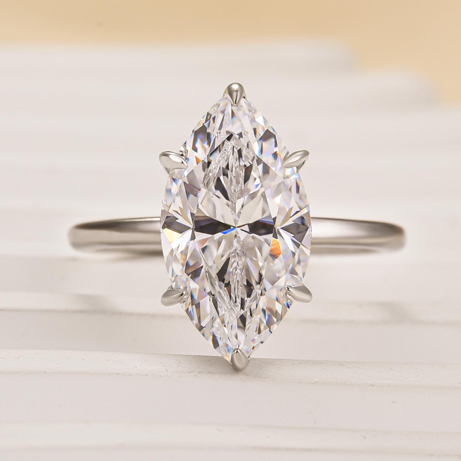 Fashion Marquise Cut Women's Engagement Ring In Sterling Silver