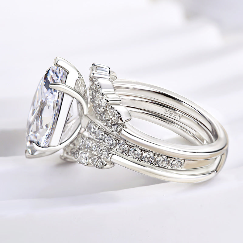 Beautifully Marquise Cut Insert Wedding Ring Set