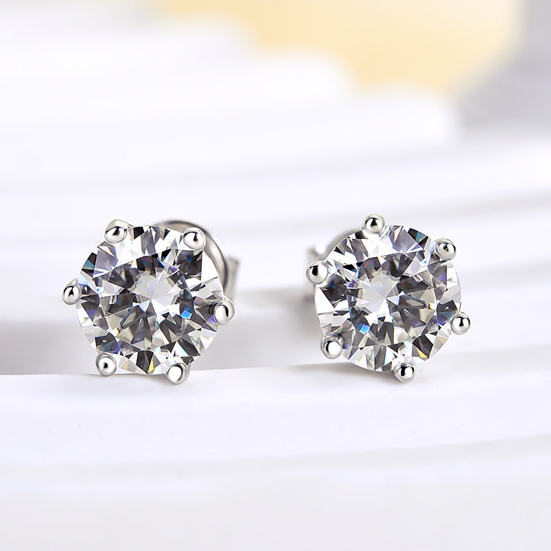 1.0Ct Moissanite Classic 2.0 Carat Round Cut Stud Earrings