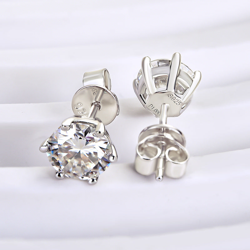 1.0Ct Moissanite Classic 2.0 Carat Round Cut Stud Earrings