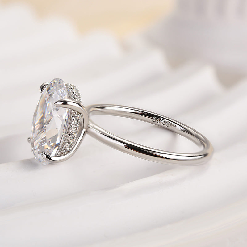 Exclusive Oval Cut Engagement Ring In Sterling Silver