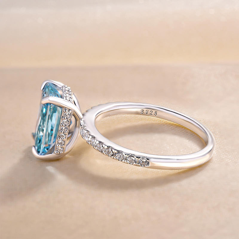 Exclusive Radiant Cut Light Aquamarine Blue Engagement Ring