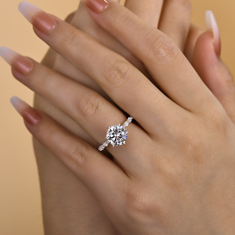 Unique 6 Prong Round Cut Engagement Ring