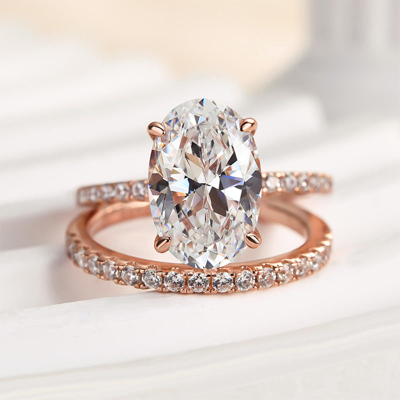 4.0Ct Classic Created White Sapphire Oval Cut Wedding Ring Set