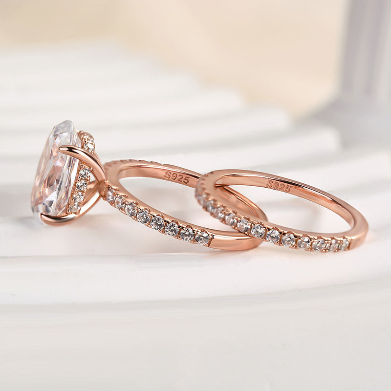 4.0Ct Classic Created White Sapphire Oval Cut Wedding Ring Set