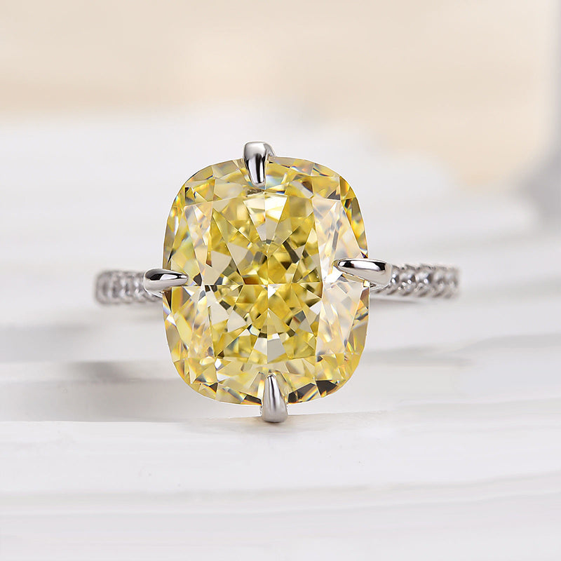Yellow Sapphire 6.0 Carat Cushion Cut Elegant Engagement Ring