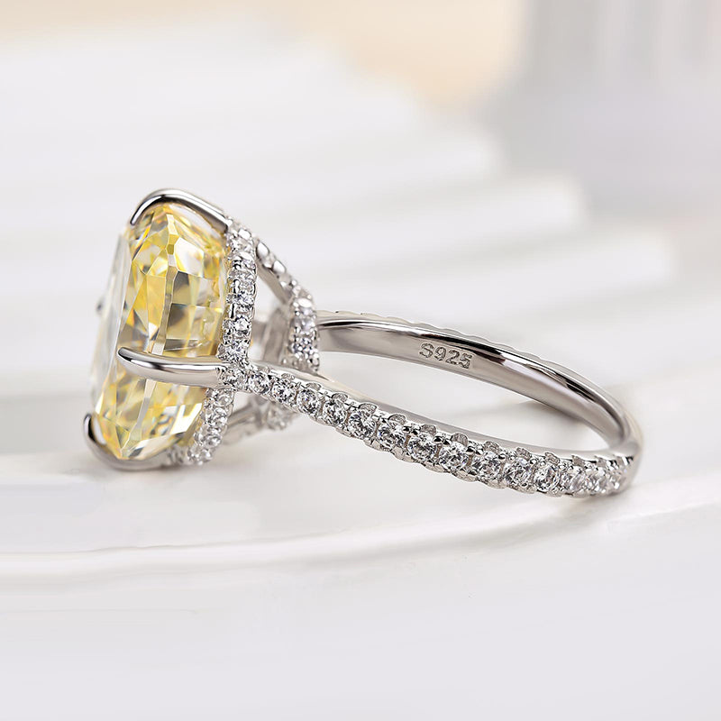 Yellow Sapphire 6.0 Carat Cushion Cut Elegant Engagement Ring