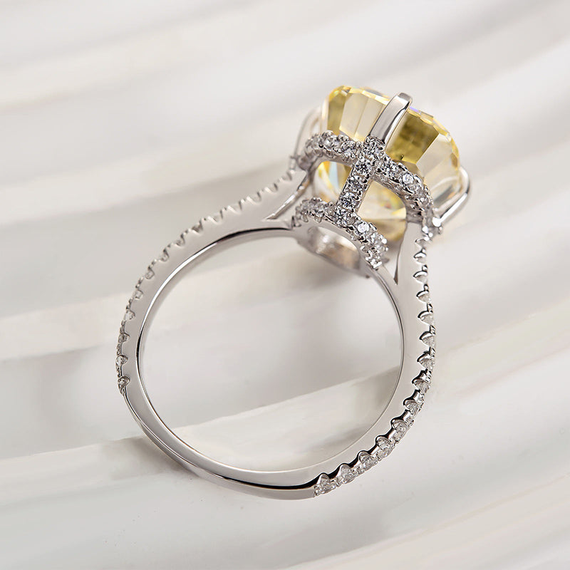 Yellow Sapphire 6.0 Carat Cushion Cut Elegant Engagement Ring