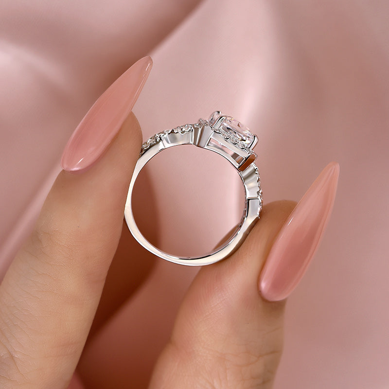 Ahabobo Twist Halo 3.0Ct Radiant Cut Engagement Ring