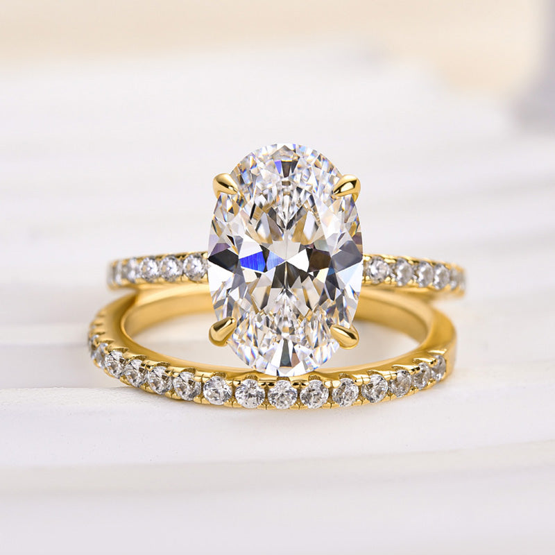 4.0Ct Classic Created White Sapphire Oval Cut Wedding Ring Set