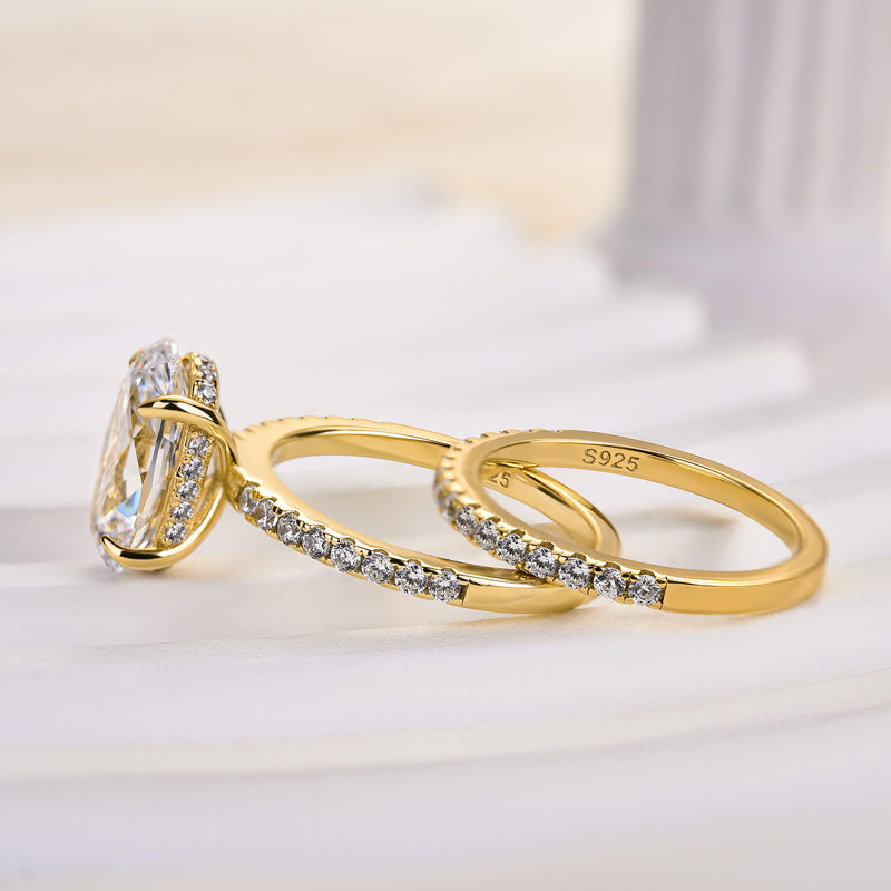 4.0Ct Classic Created White Sapphire Oval Cut Wedding Ring Set