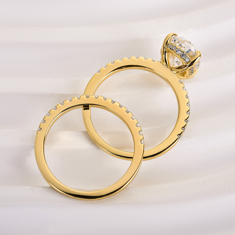 4.0Ct Classic Created White Sapphire Oval Cut Wedding Ring Set