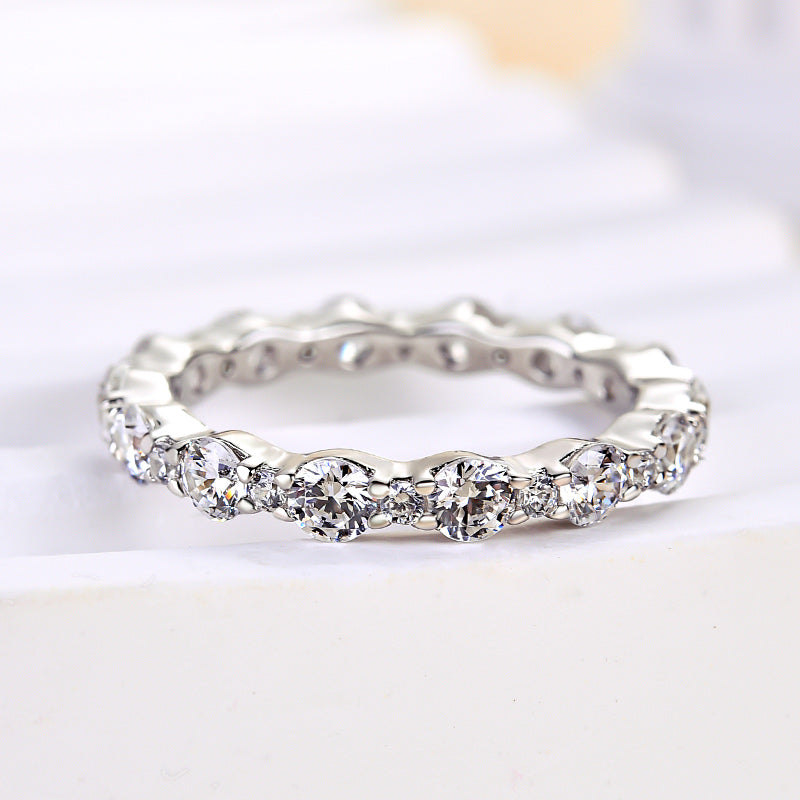 Exclusive Round Cut Women's Wedding Band In Sterling Silver