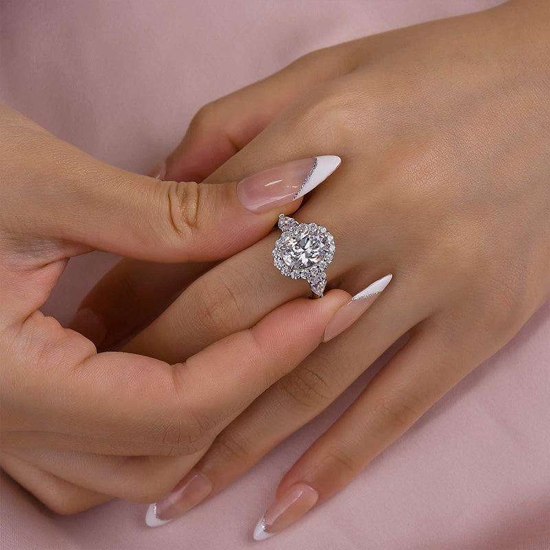 Ahabobo Timeless Halo Oval Cut Engagement Ring For Women