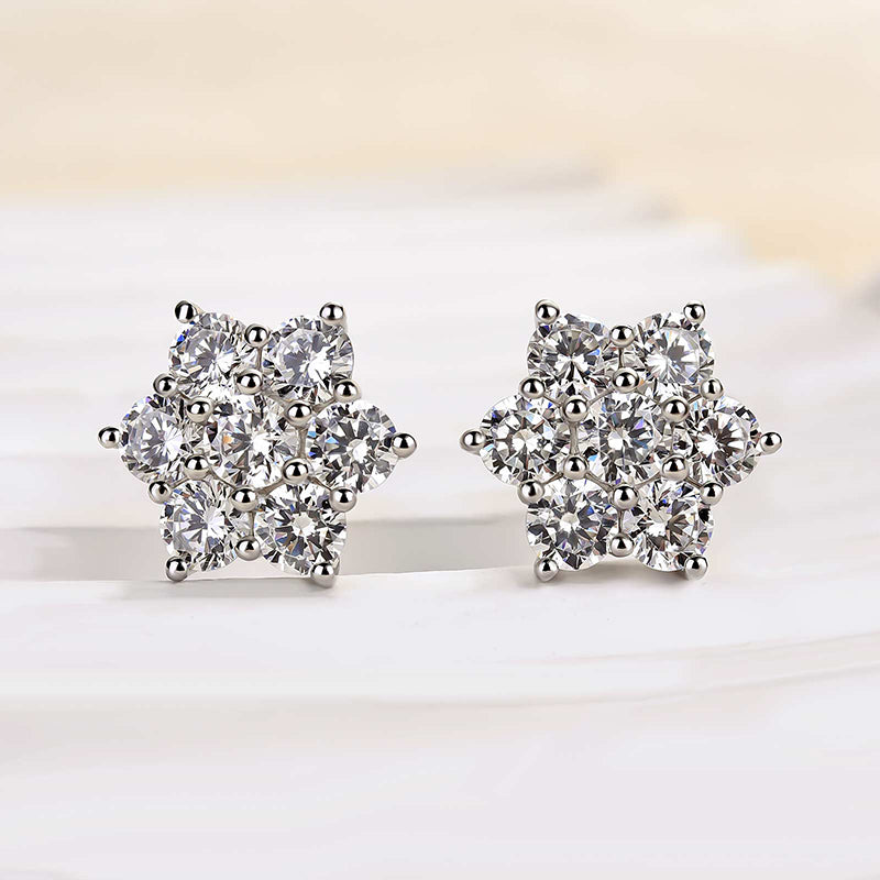 2.0Ct Precious Flower Design Round Cut Earrings