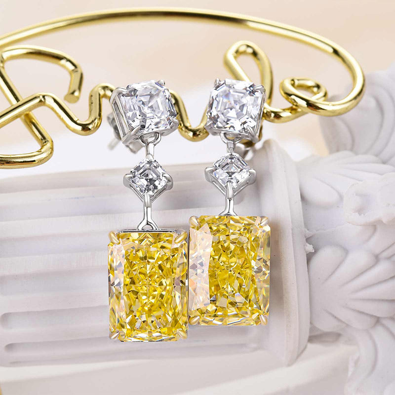 6.5Ct Elegant Radiant Cut Yellow Sapphire Women's Earrings In Sterling Silver