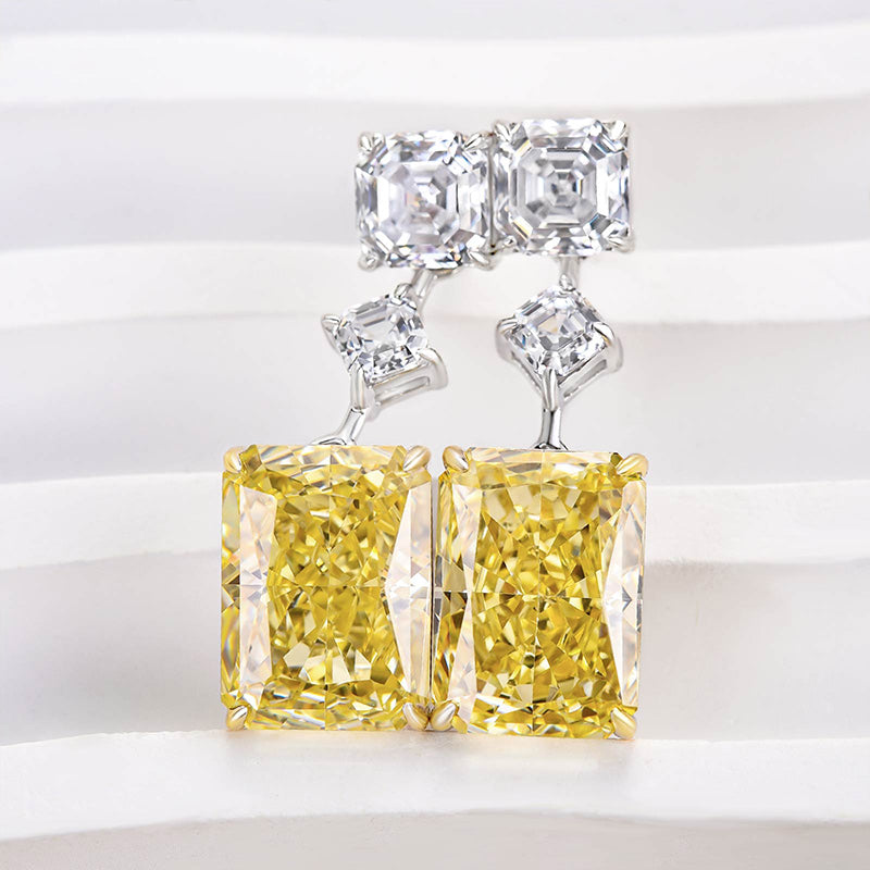 6.5Ct Elegant Radiant Cut Yellow Sapphire Women's Earrings In Sterling Silver