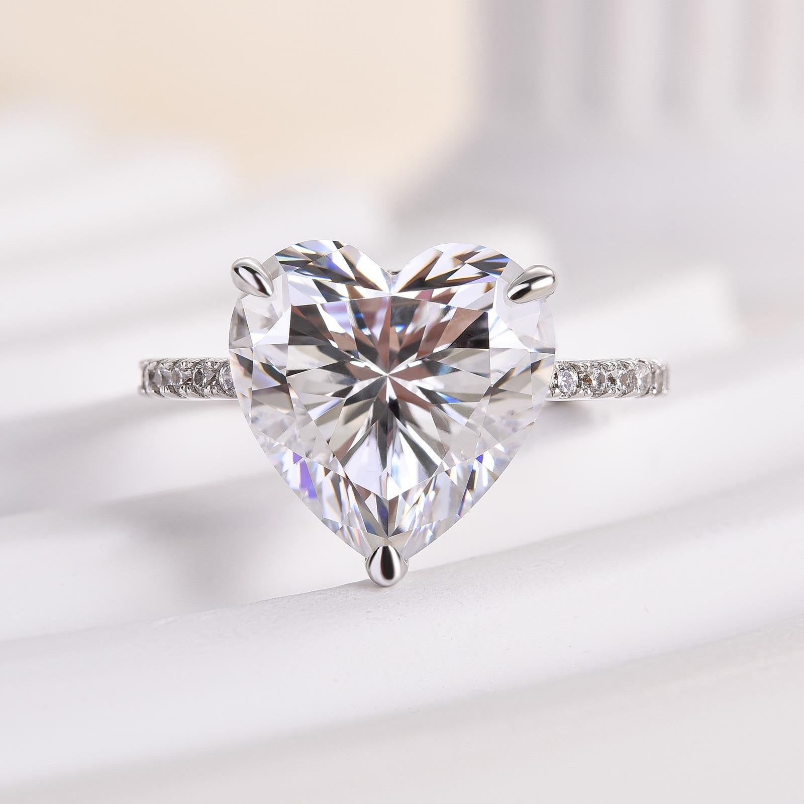 Elegant Heart Cut Engagement Ring For Women In Sterling Silver