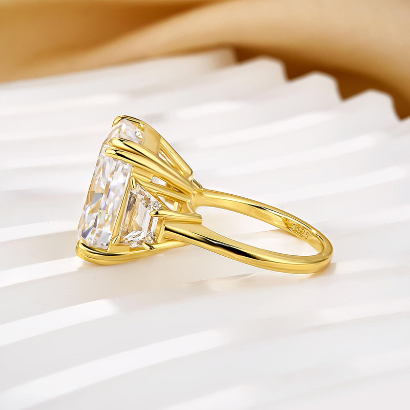 Luxurious Crushed Ice Hybrid Radiant Cut Three Stone Engagement Ring In Sterling Silver