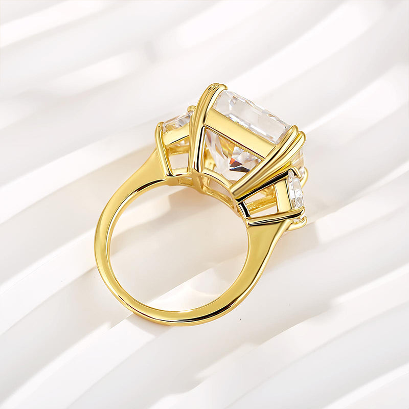 Luxurious Crushed Ice Hybrid Radiant Cut Three Stone Engagement Ring In Sterling Silver