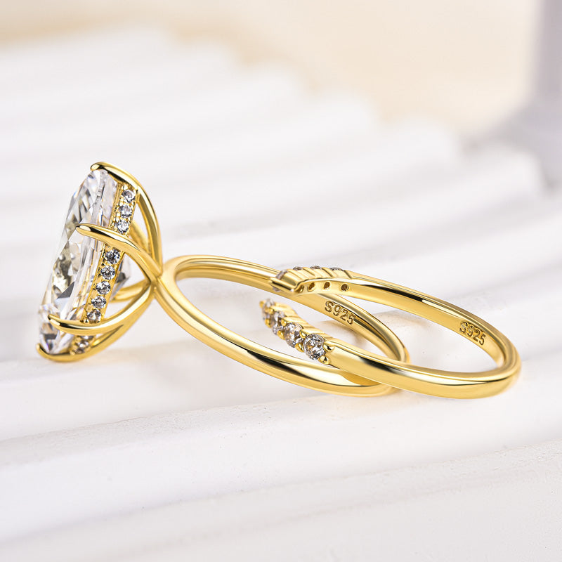 Ahabobo Special Marquise Cut Open Band Wedding Ring Set