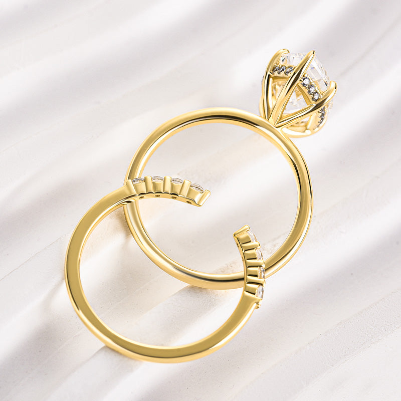 Ahabobo Special Marquise Cut Open Band Wedding Ring Set