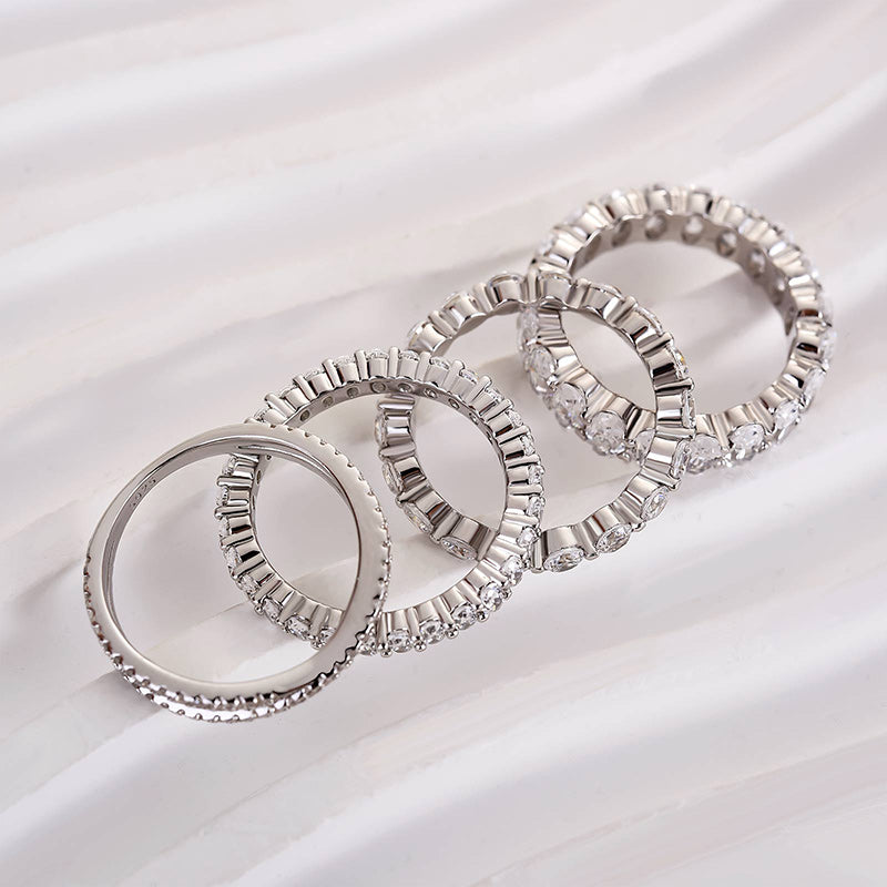 Luxurious Women's 4PC Stackable Wedding Band Set In Sterling Silver