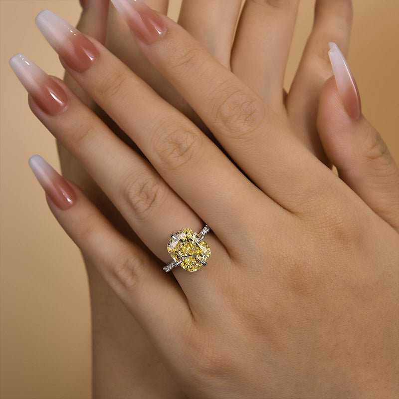 Yellow Sapphire 6.0 Carat Cushion Cut Elegant Engagement Ring