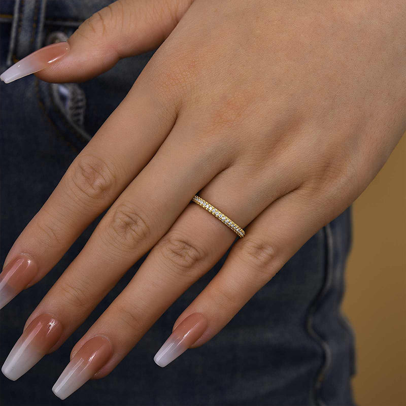 Ahabobo Unique Three Sided Stone Women's Wedding Band