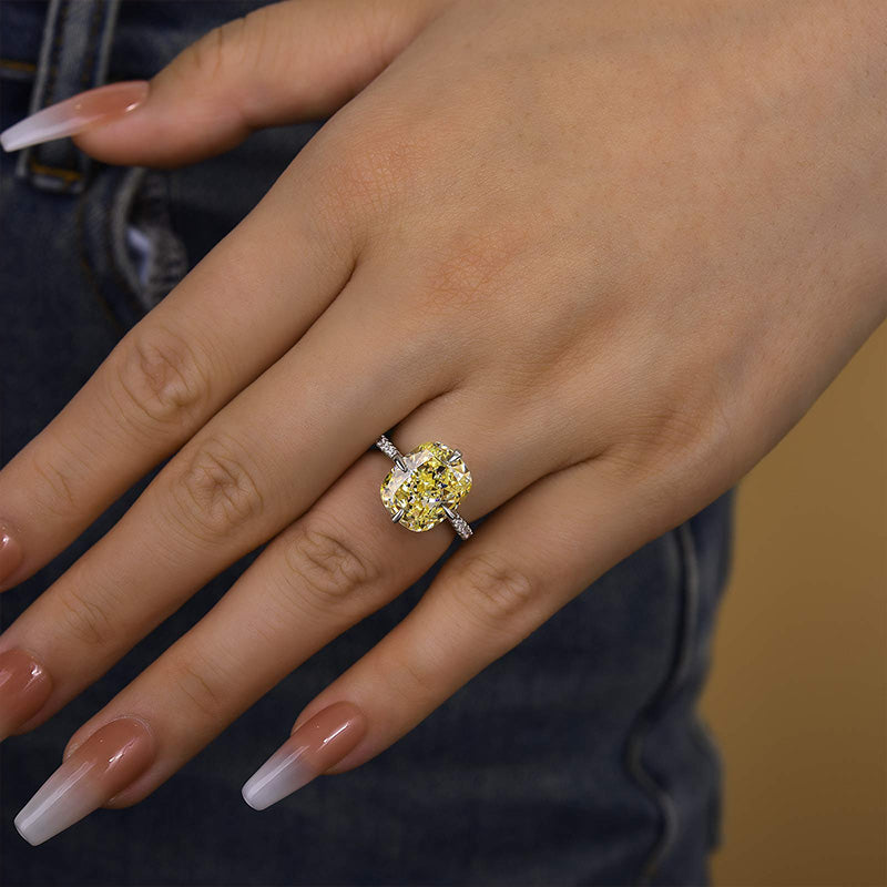 Yellow Sapphire 6.0 Carat Cushion Cut Elegant Engagement Ring