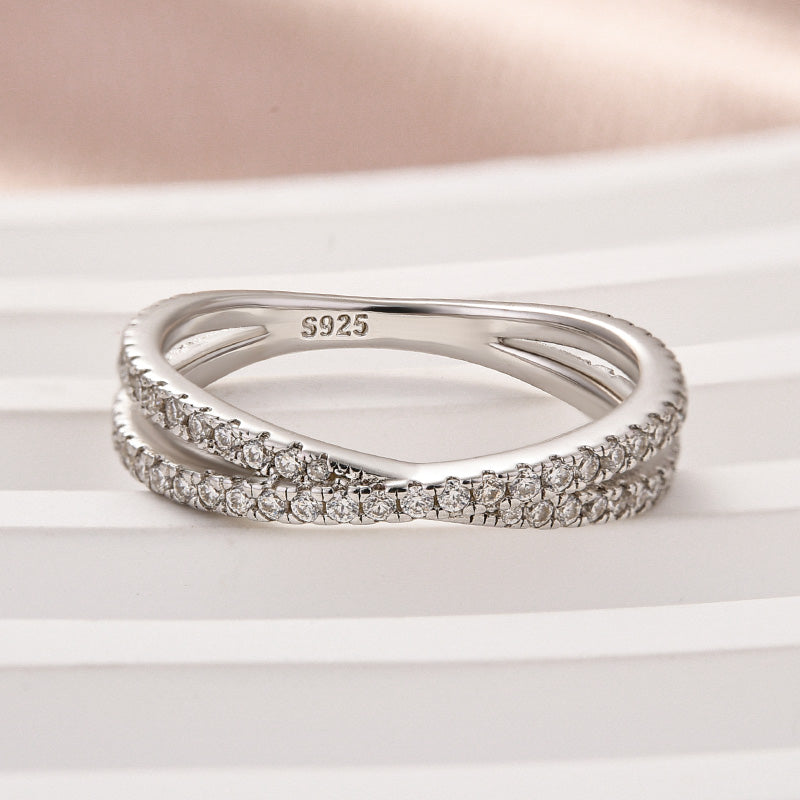 Ahabobo Moissanite 2.0 Ct X Criss Cross Wedding Band