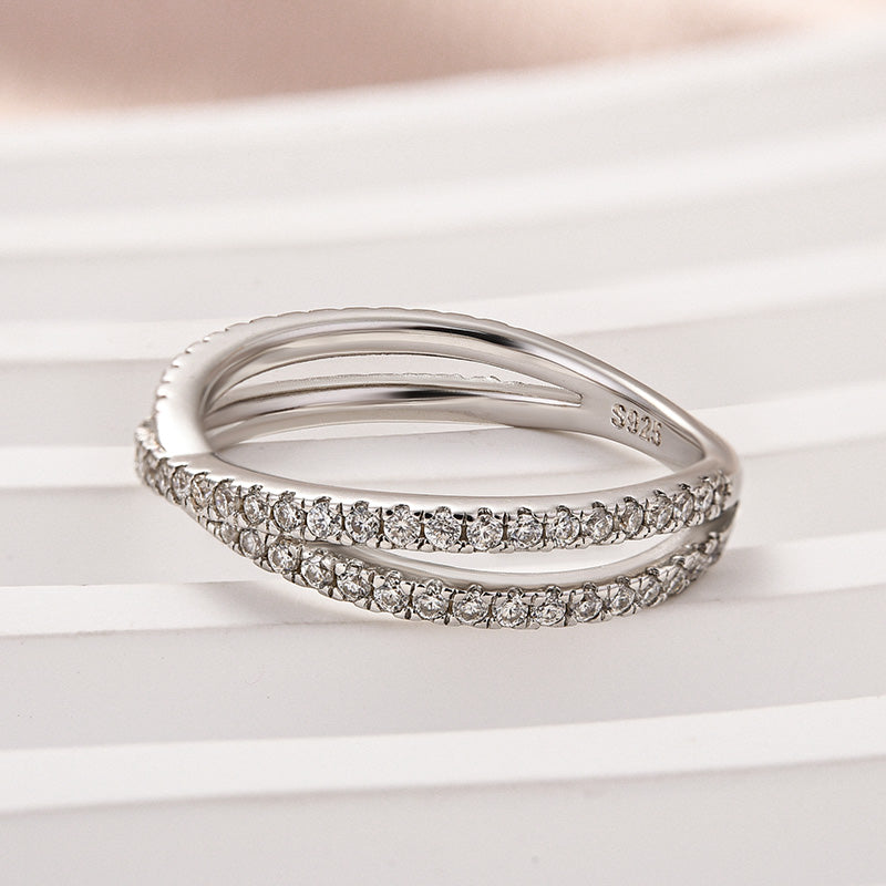 Ahabobo Moissanite 2.0 Ct X Criss Cross Wedding Band