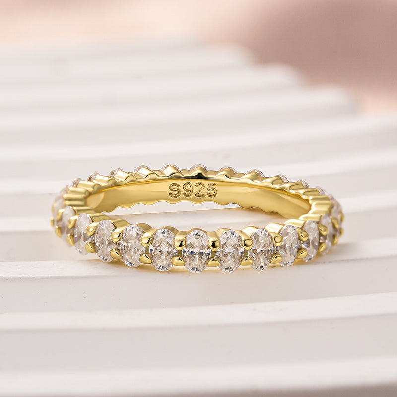 Ahabobo Moissanite 3.0 Ct Oval Cut Full Wedding Band for Women