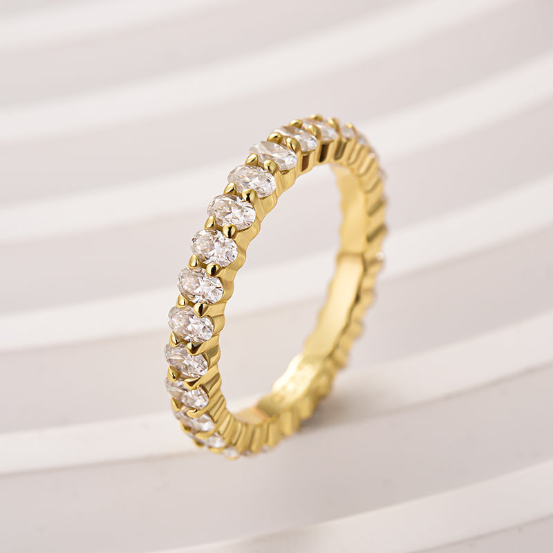 Ahabobo Moissanite 3.0 Ct Oval Cut Full Wedding Band for Women