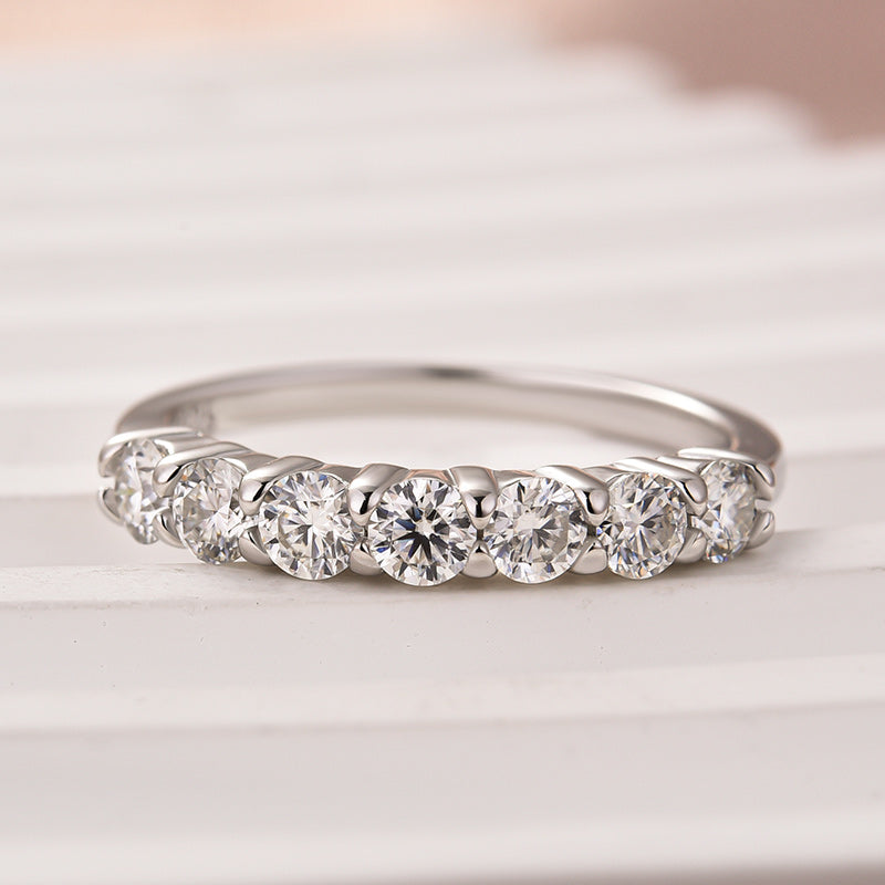 Moissanite Round Cut Wedding Band