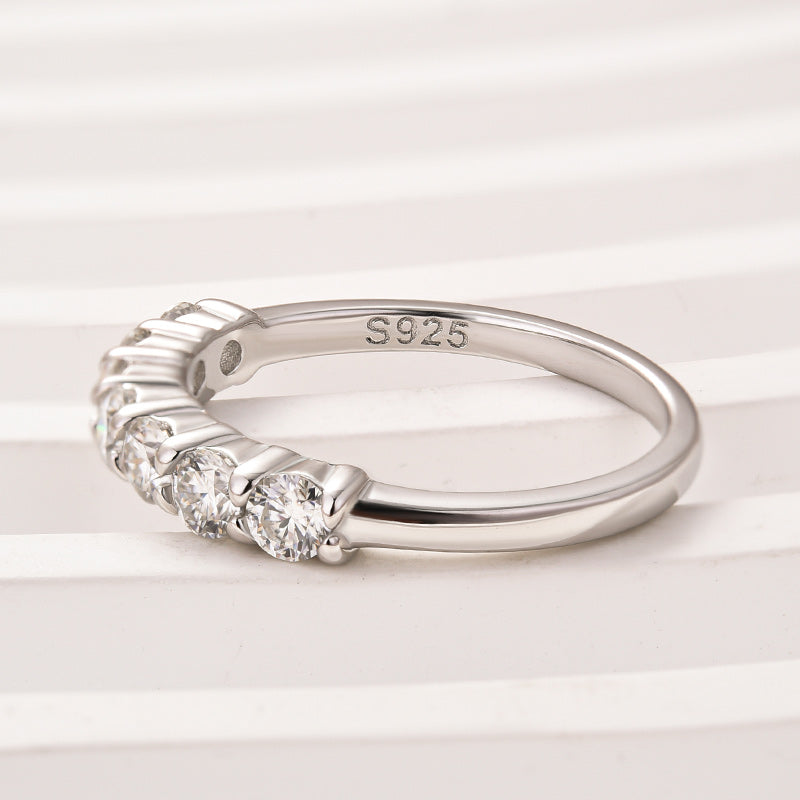 Moissanite Round Cut Wedding Band
