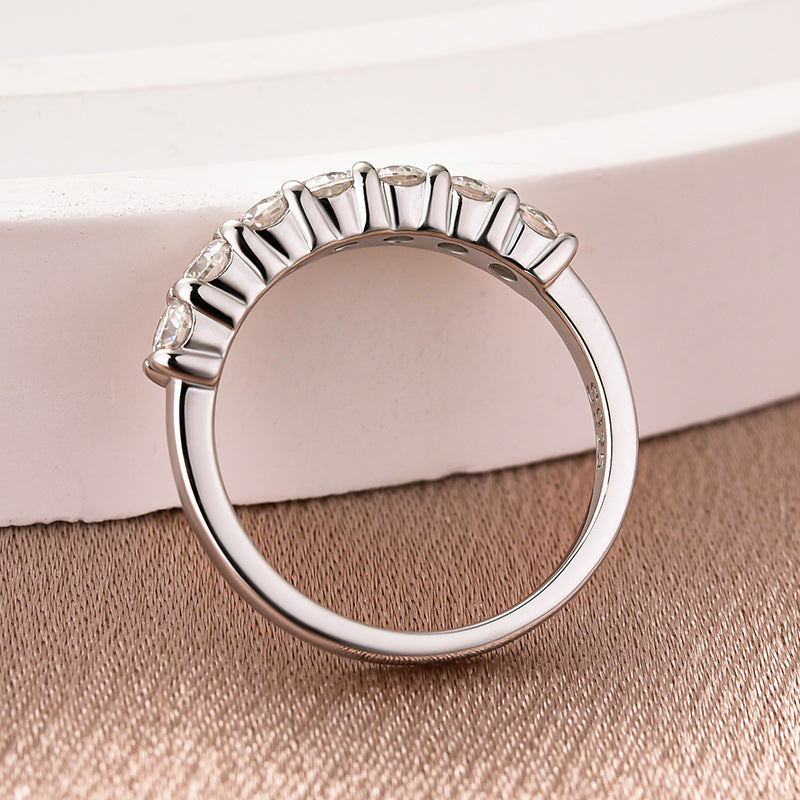 Moissanite Round Cut Wedding Band