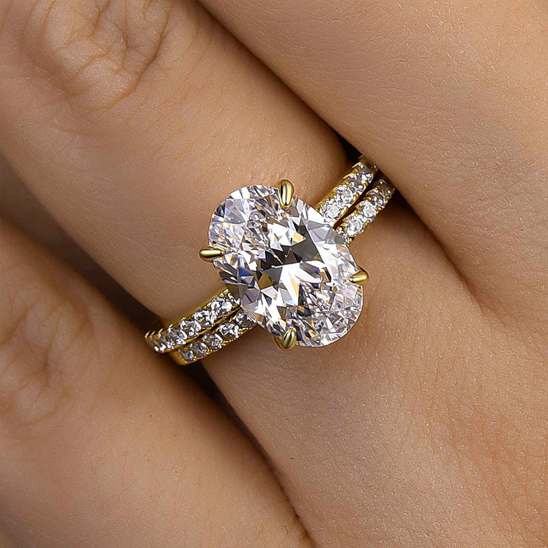 4.0Ct Classic Created White Sapphire Oval Cut Wedding Ring Set